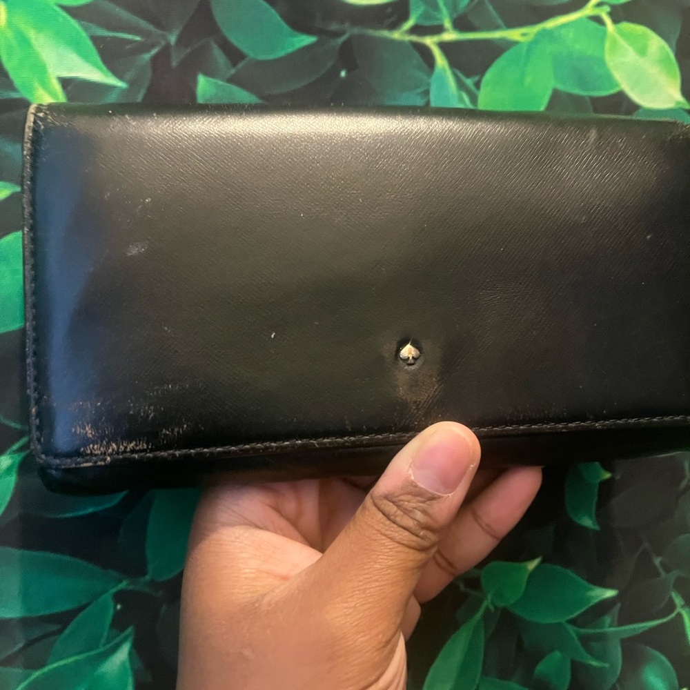 Kate Spade Black Leather Wallet with Polka Dot Interior